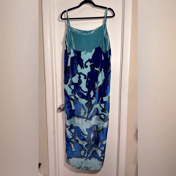 NWT Salvatore Ferragamo Draped Printed Devoré-Velvet Dress Size 42 (6) - Picture 5 of 14